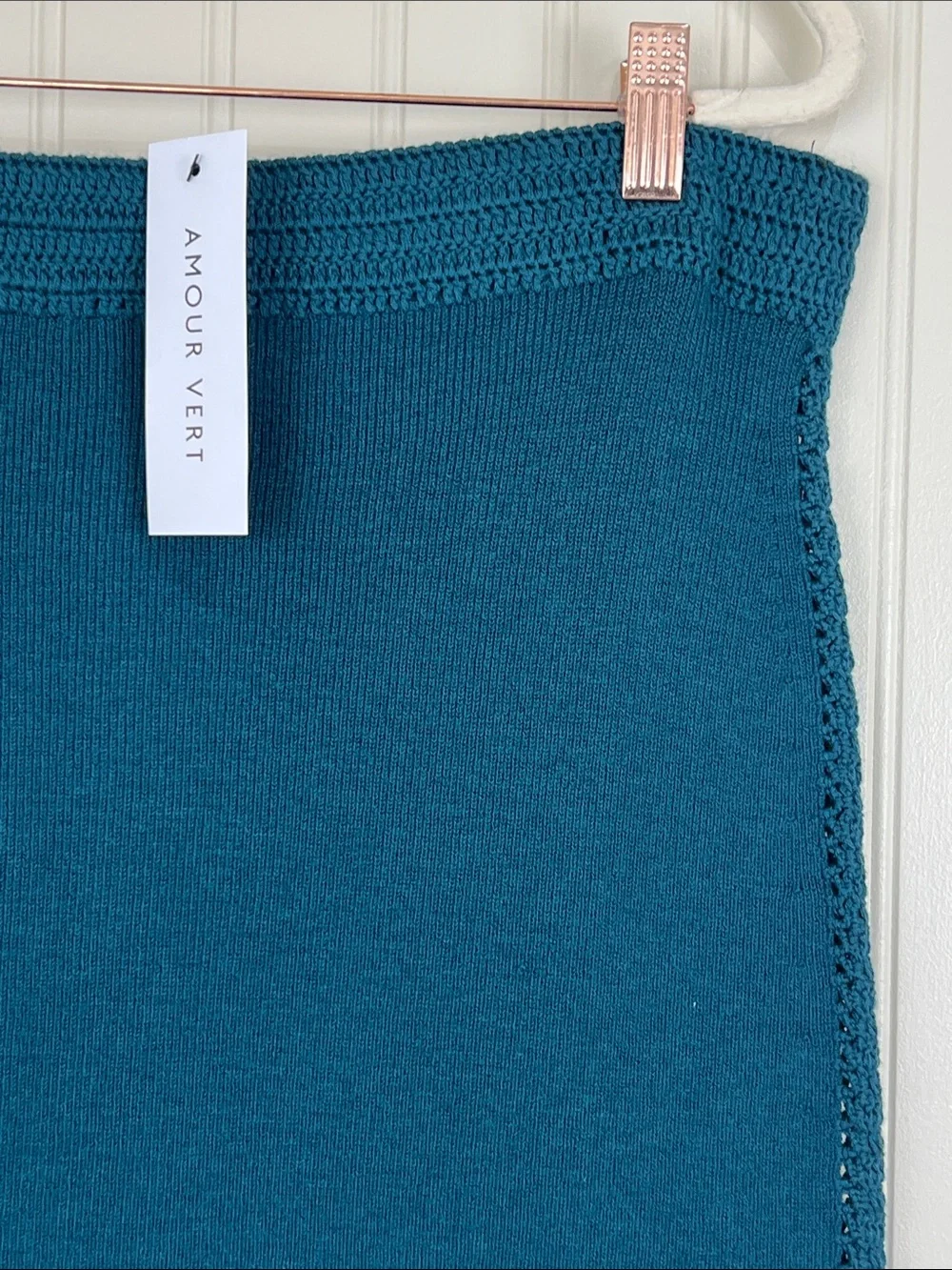 NWT Amour Vert Olympe Knit Pencil Skirt Forest Green Size XL